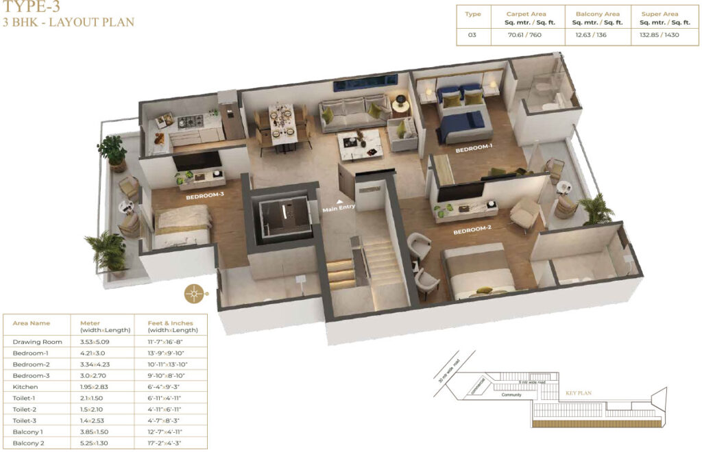 Suncity Vatsal Valley 3 BHK - 3